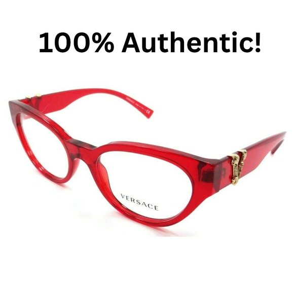 New Versace VE 3282-5280 Transparent Red Eyeglasses 100% Authentic - Picture 3 of 4